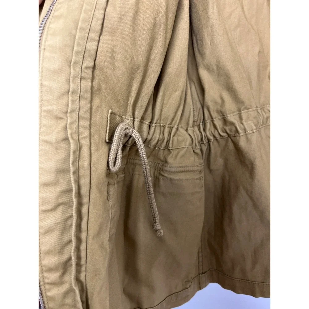 Gap Utility Jacket Women M Khaki Green Drawstring Hood Casual Outerwear Military